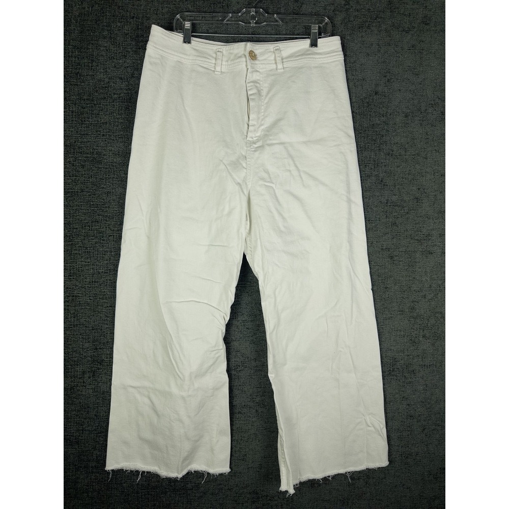 Antonio Melani‎ Wide Leg Crop Pants Womens 16 White Raw Hem Stretch Coastal Chic